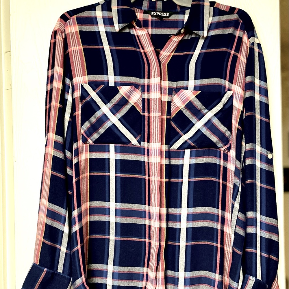 EXPRESS  Pink/Blue/White flannel.